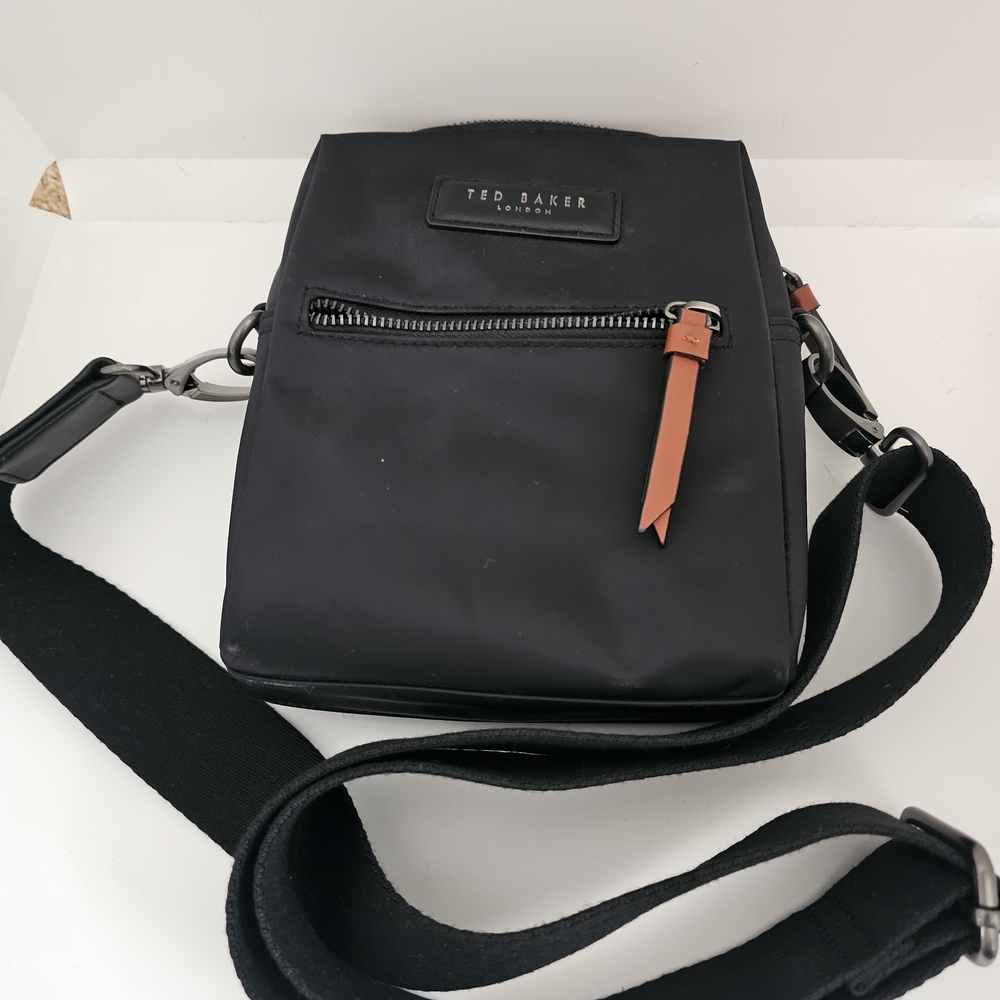 Ted Baker Black Nylon Crossbody Bag With Adjustable Guitar Strap